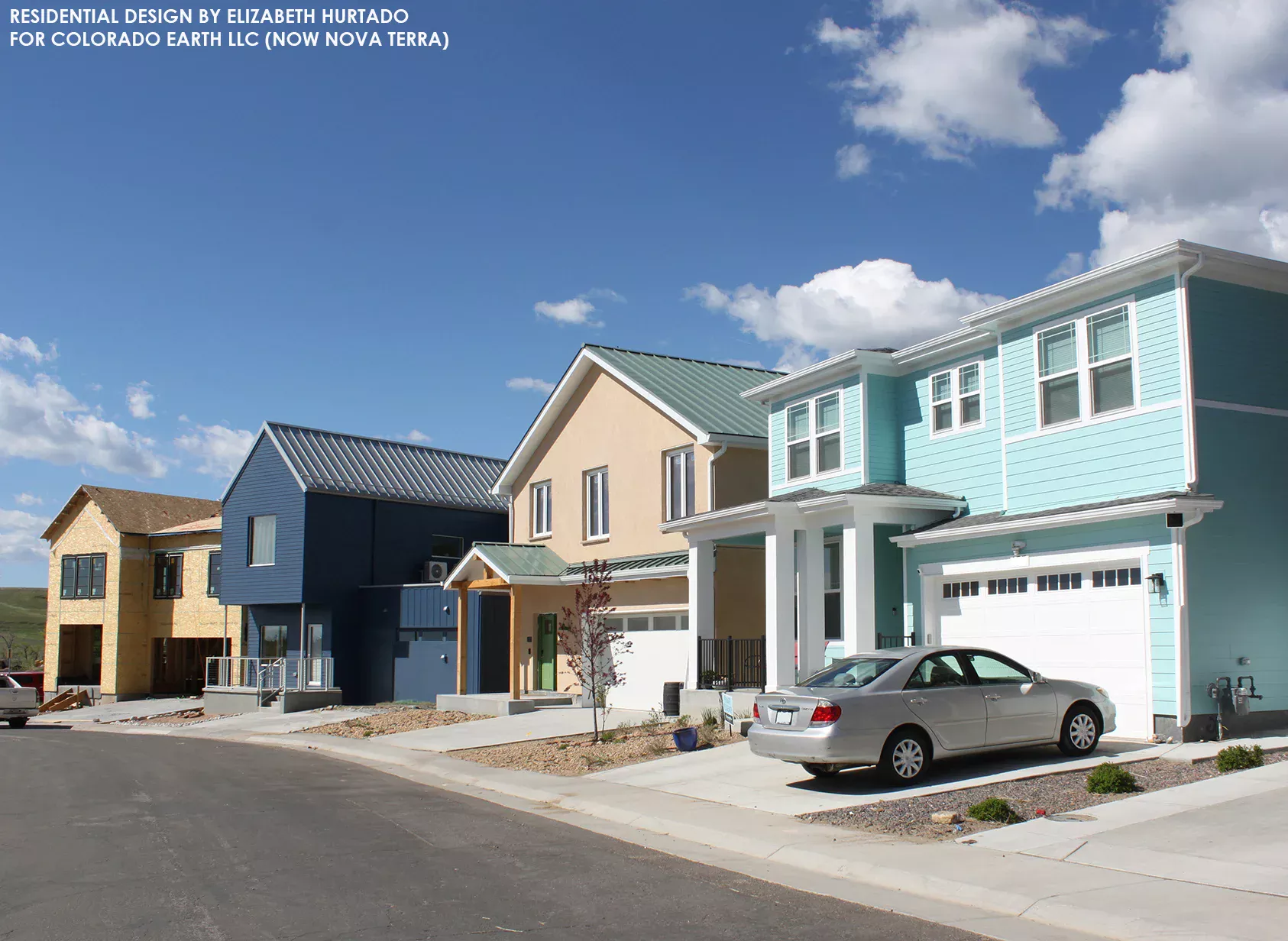 Compressed Earth Block House Blending in Neighborhood